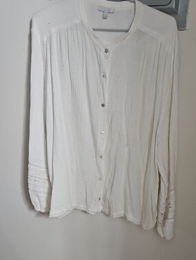 Johnny Was Cream Button-Front Casual Shirt